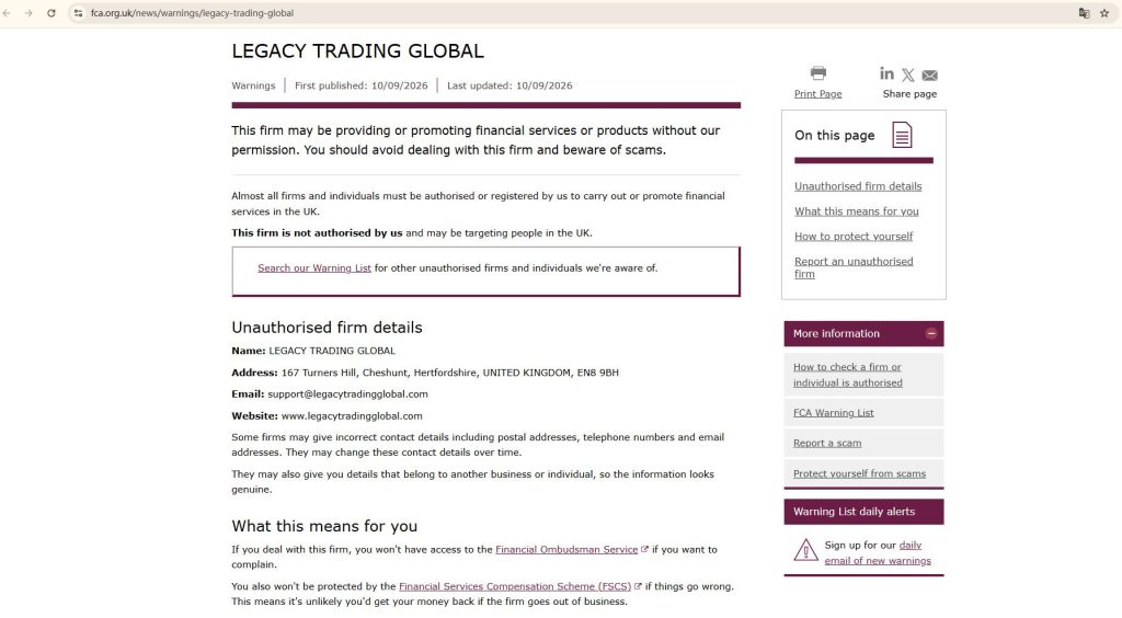 Where can I report LEGACY TRADING GLOBAL img 0387